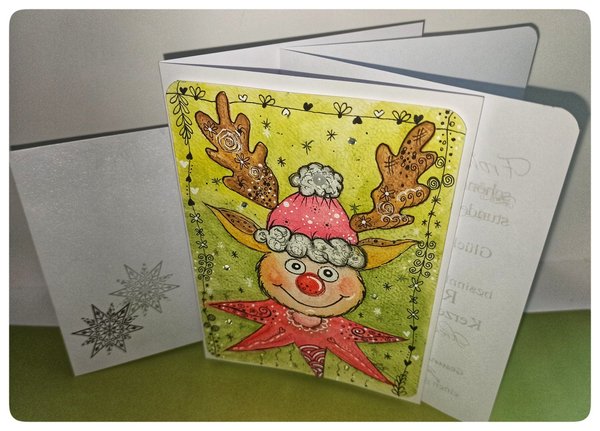 Weihnachtskarten handgemalt "Elch"