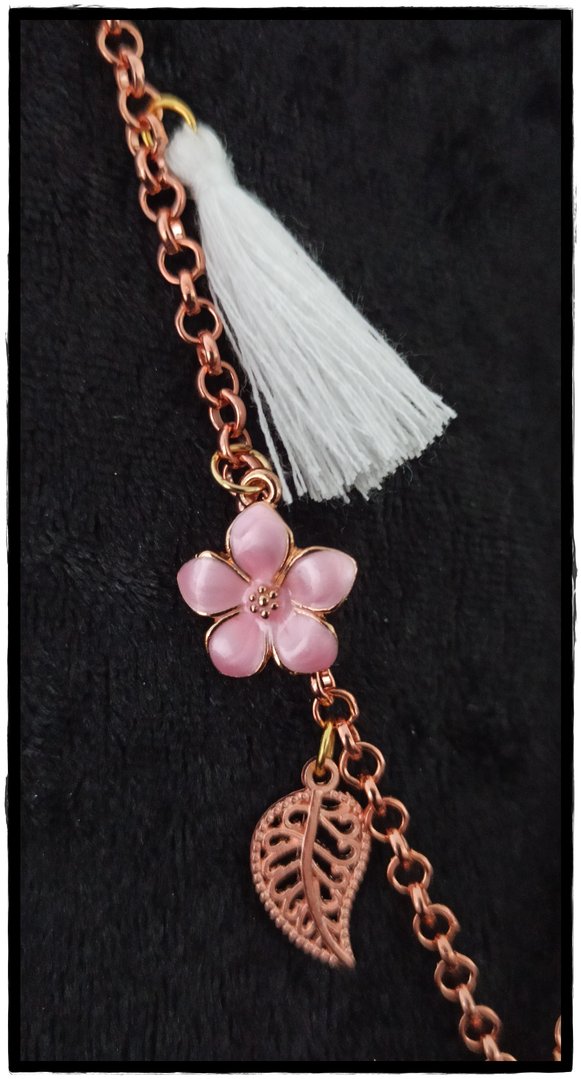 Aromadiffusor-Halskette "Blätter rosé"