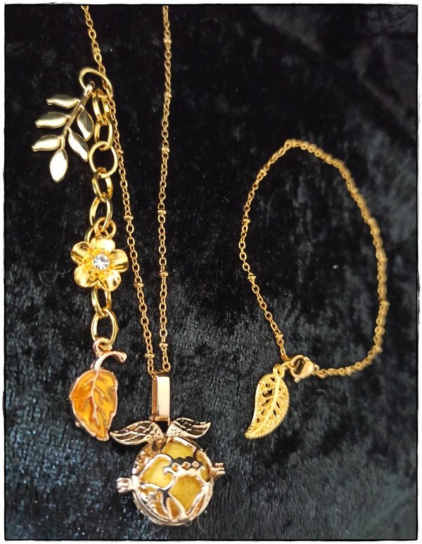 Aromadiffusor-Halskette "Wunschbox vergoldet incl. Armband"