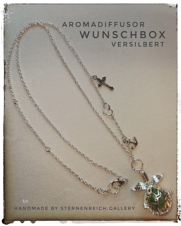 Aromadiffusor-Halskette 2.0 "Wunschbox versilbert incl. Armband"